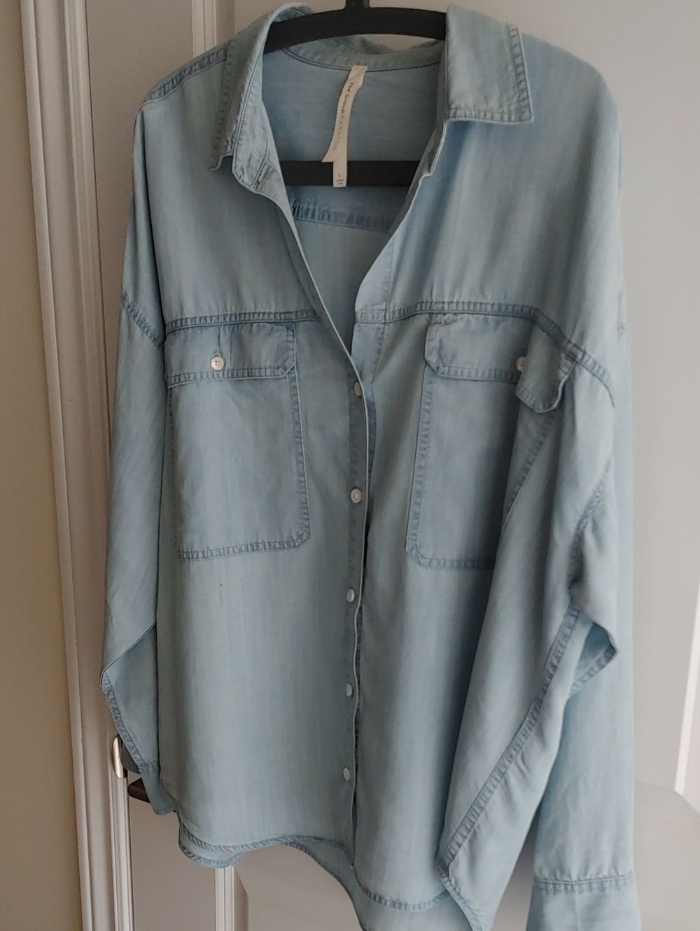 Babaton Light Blue Button-Down Denim-Style Shirt